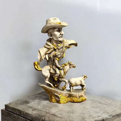Abstract Man with Horse Statue Sculpture Figurine H- 23 cm-Poly Resin