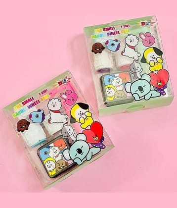 2363 YESKART -3 PC Roller Stamp for Kids Boys & Girls / Handle Wheel Roller Stamp with inkpad Diary DIY Stamp Set Creative for DIY Scrapbooking Card Making Kids Return Gift (PACK OF 2)