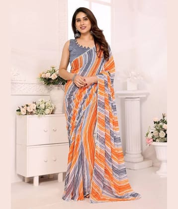 BLEESBURY Georgette Printed Saree With Unstitched Blouse Piece ( Multicolor )