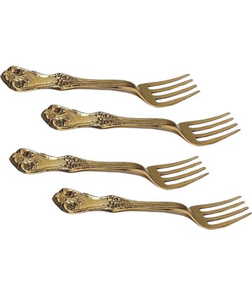 A & H ENTERPRISES - Gold Brass Dessert Fork ( Pack of 4 )