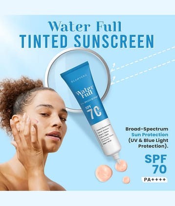 Glamveda Spf 70 Pa++++ Water Full 1% Hyaluronic Tinted Sunscreen Velvet Texture , 50ml