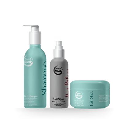 Peach and Musk Moroccan Argan Oil Hair Care Combo with Hair Perfume