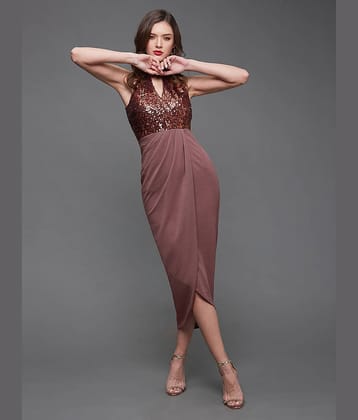 Miss Chase Women Polyester Embellished Bodycon Dress ( Mauve )