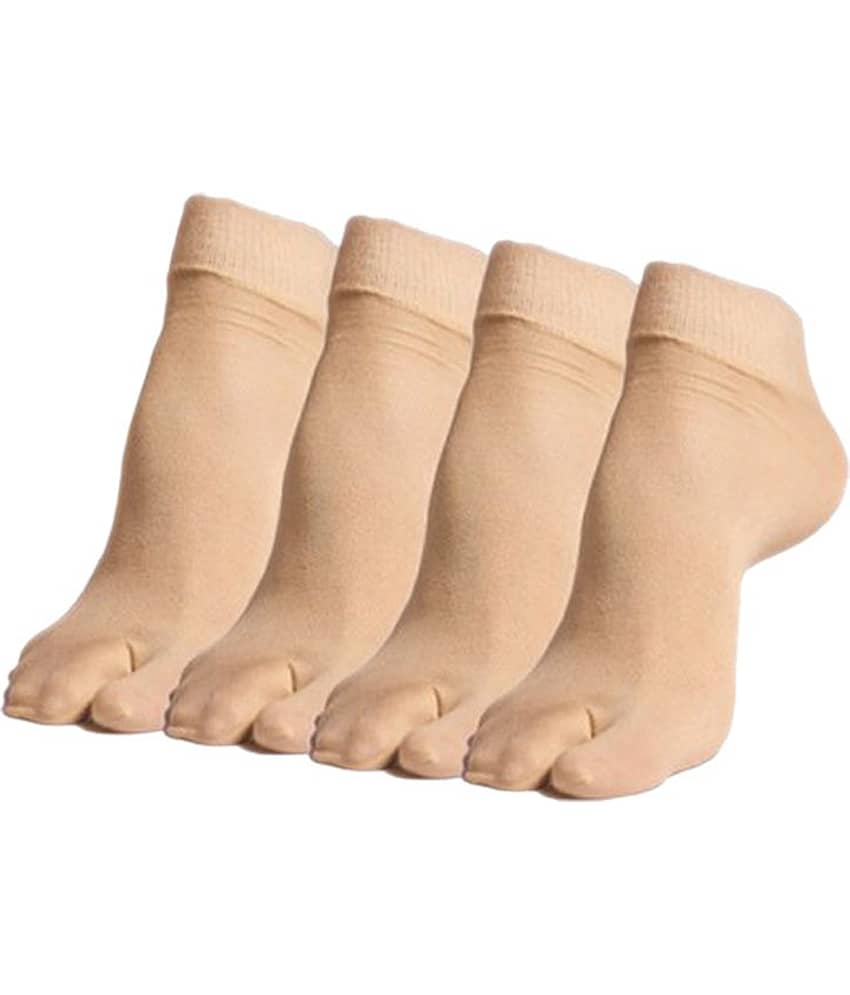 Ultimate Beige Cotton Women Socks - 4 Pair Pack