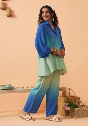 Aqua Sky Muslin Co-ord Set-XS