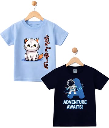 RBF84 Pack of 2 Boys & Girls Cotton Blend T-Shirt ( Multicolor3 )