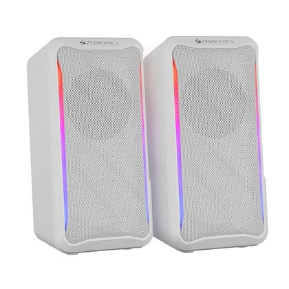 ZEBRONICS Igloo 2, 2.0 USB Computer Speakers, 10 Watts, RGB LED, USB Powered, AUX, Volume Control Pod for PC, Laptops, Desktop (White)