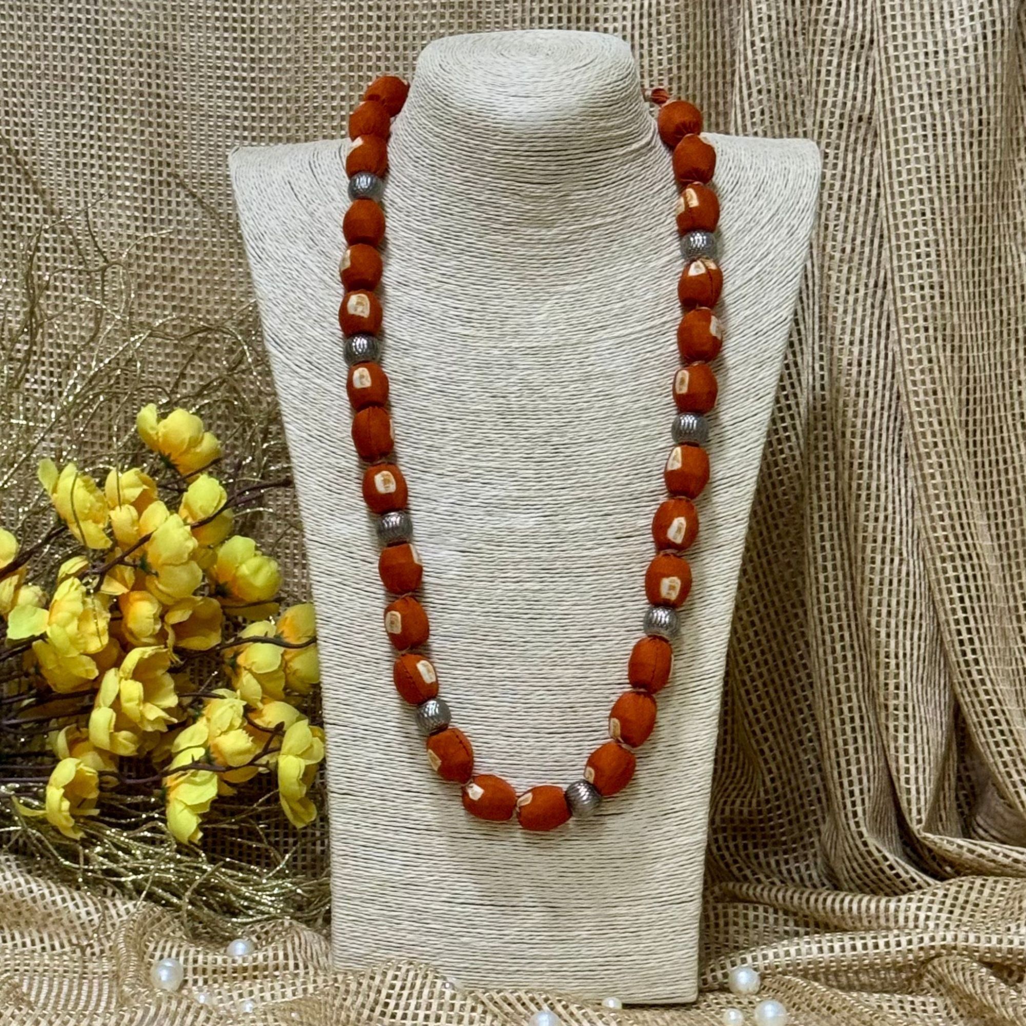 Single Layer Fabric Beaded Necklace in  modal