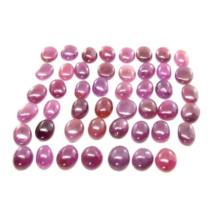 98.5Ct 76pc Lot 7X5mm - 7.8X7mm Natural Ruby Oval Cabochone Gemstones