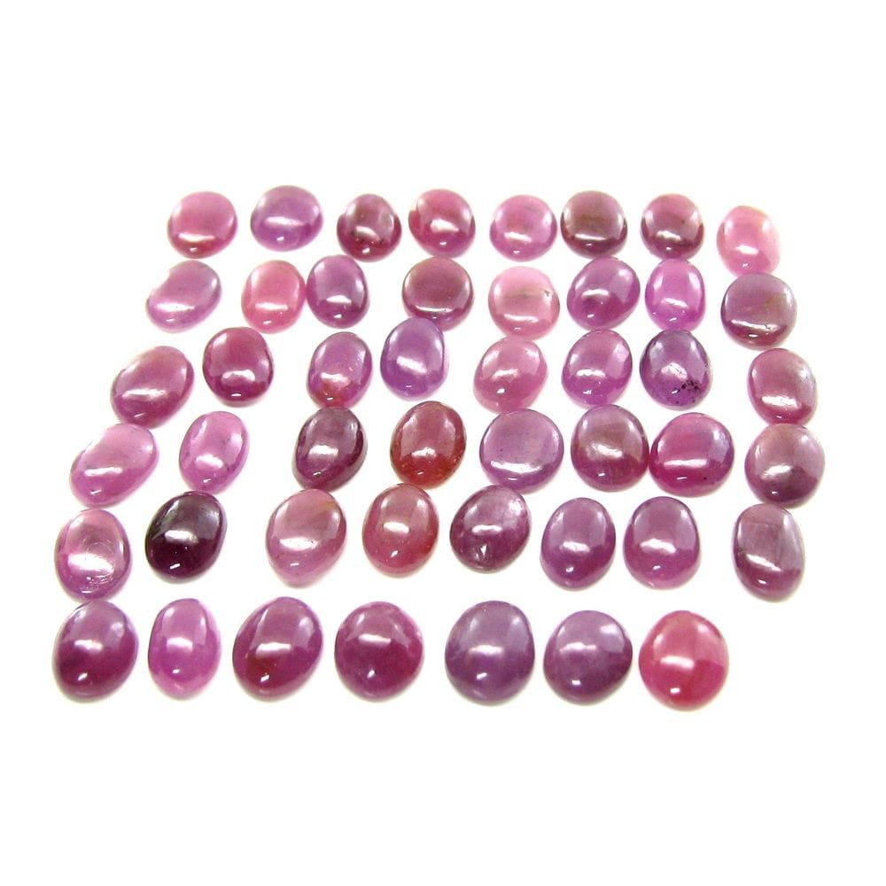 98.5Ct 76pc Lot 7X5mm - 7.8X7mm Natural Ruby Oval Cabochone Gemstones
