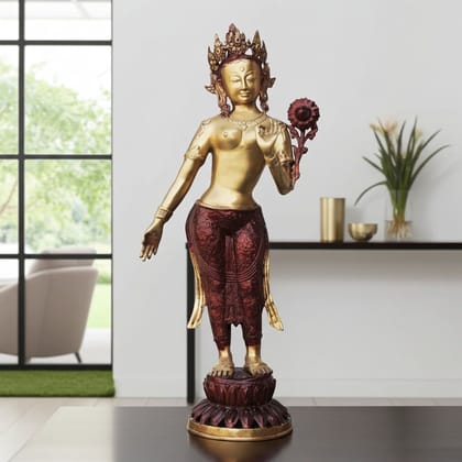 Brass Showpiece Tara Devi Statue, Height : 31 Inch (BSMAS868 A)