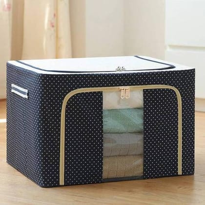 Large Capacity Foldable Storage with Steel Frame, Extra Large Quilt Luggage Cover 60L x 40W x 18H Centimeters, Black