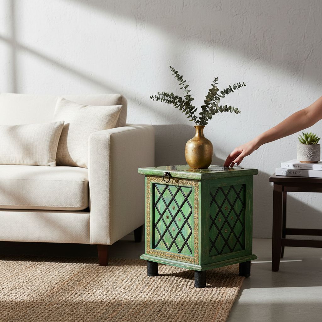 Solid Wood Trunk Box, Storage Furniture Box | Lamp-holder Table