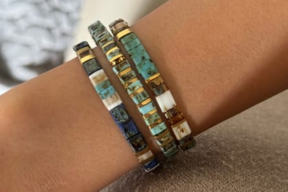 Set of 3 - Turquoise Gold Tila Bracelets