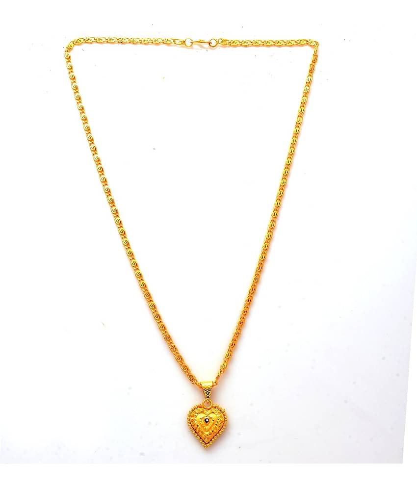 Jewar Mandi New Design Gold Plated Locket/Pendant with Link Chain Daily use for Men, Women & Girls, Boys