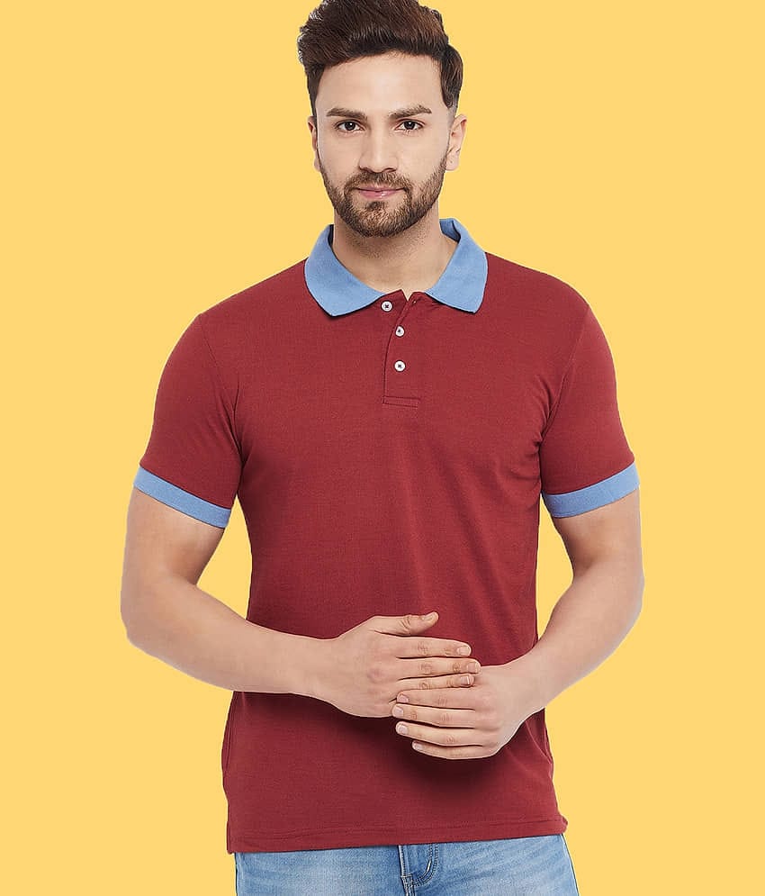 The Million Club Pack of 1 Cotton Regular Fit Solid Half Sleeves Men's Polo T Shirt ( Maroon )
