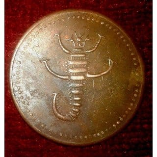 Very Rare Scorpio  East.India.Co.Half Anna 1616 Temple Token Copper Coin