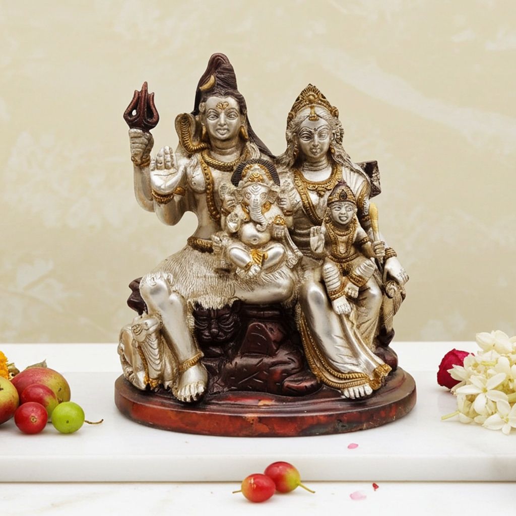 Brass Shiv Parivar Statue - Divine Family Idol, Height : 10 Inch (BSMAS485 A)