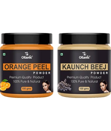 Oilanic 100% Pure Orange Peel Powder & Kaunch Beej Powder For Skin Hair Mask 200 g Pack of 2