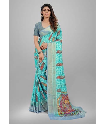 Sitanjali Brasso Printed Saree With Unstitched Blouse Piece ( Orange )