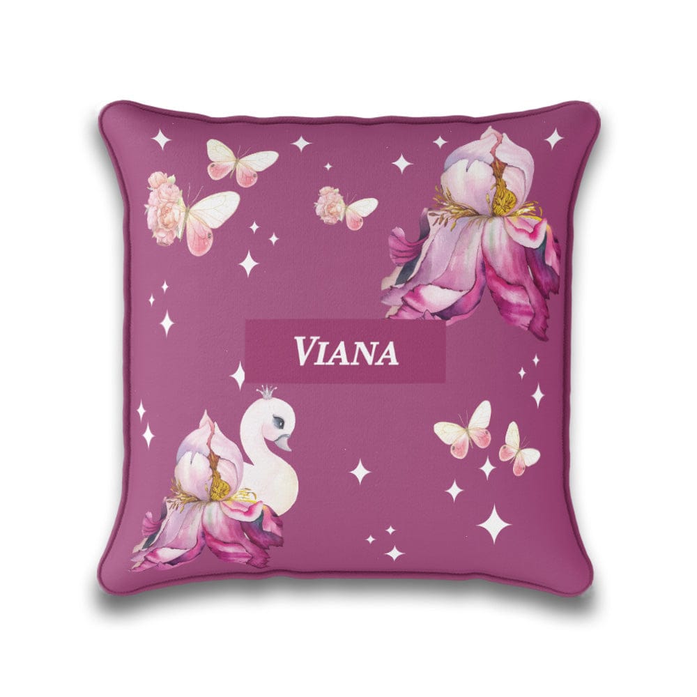 Butterfly Swan Blossom Cushion Cover (kids)-Magenta / 16 Inches / Satin