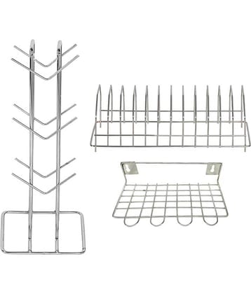 JISUN - Silver Stainless Steel Storage Racks ( Pack of 3 )