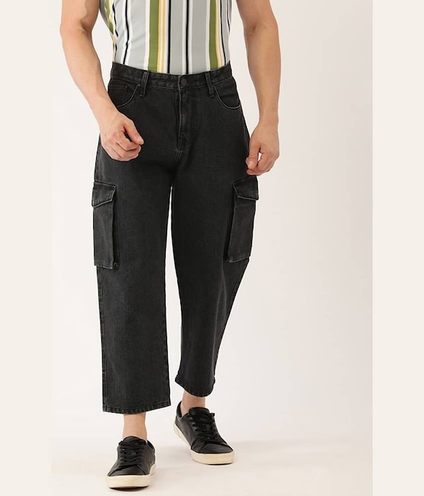 Bene Kleed Men Pure Cotton Loose Crop Cargo Jeans