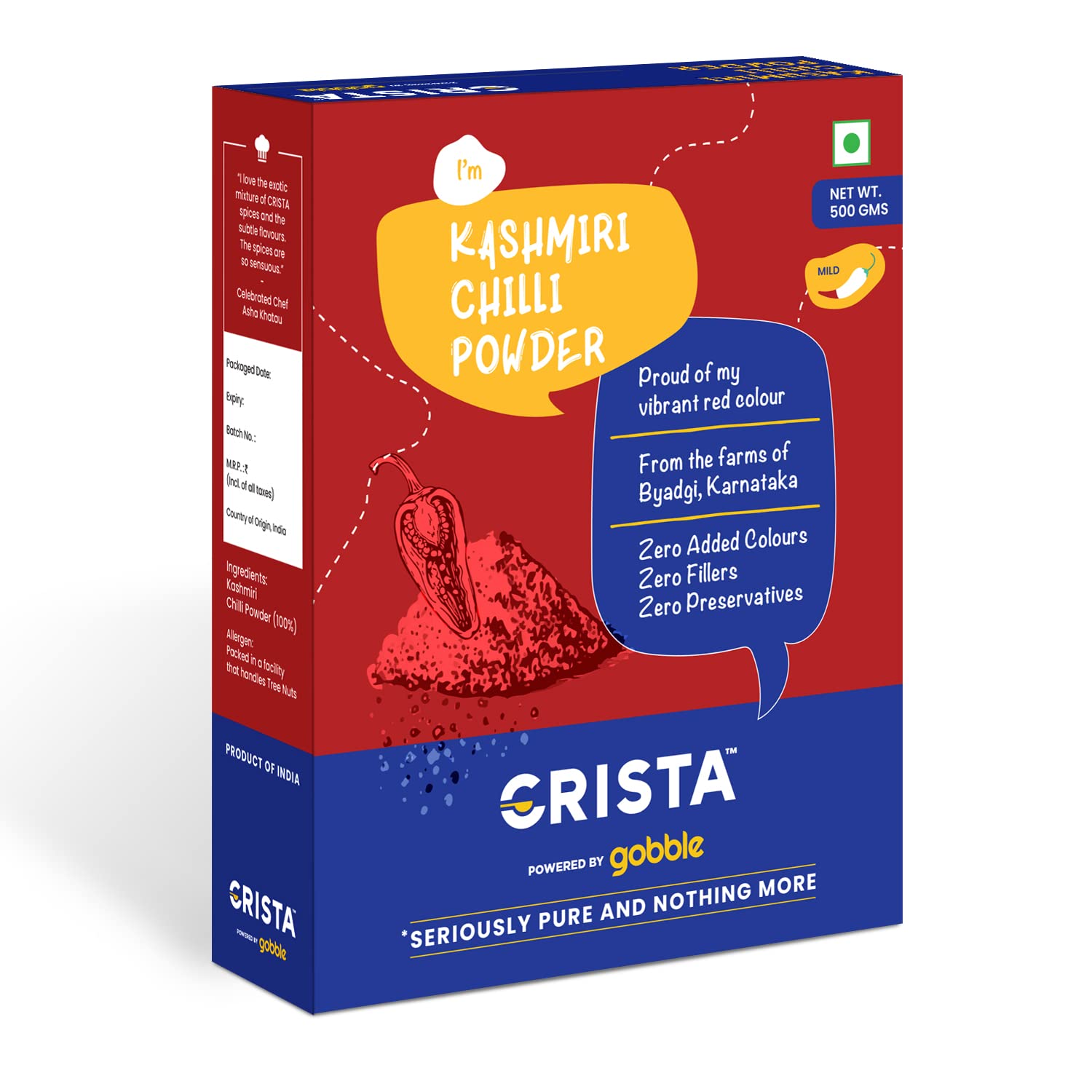 CRISTA Kashmiri Chilli Powder, 500 gm