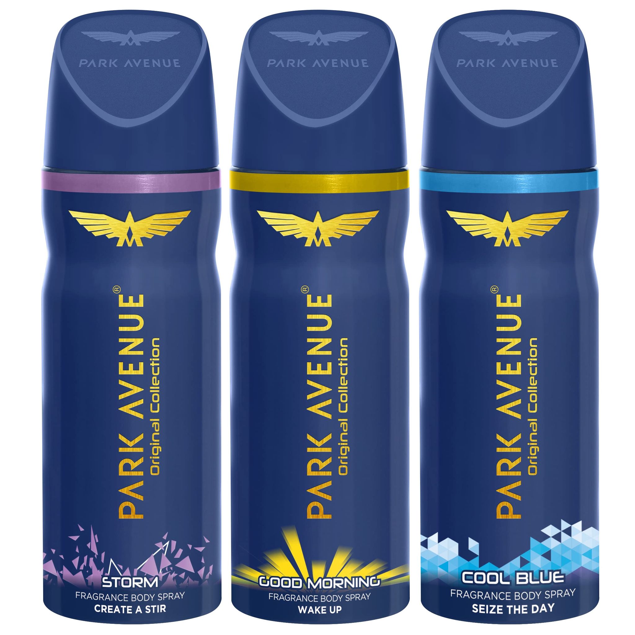 Park Avenue Male Strom, Good Morning & Cool Blue Fragrance Spray Super Saver Pack,3 Count