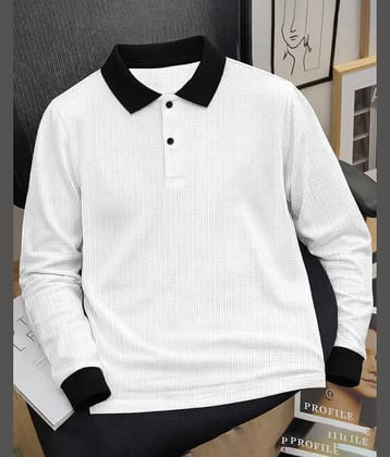 Eyebogler Men Polyester Regular Fit Solid Polo T Shirt ( White )