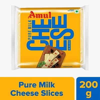 Amul Pure Milk Cheese Slices, 200 g (10 pcs)