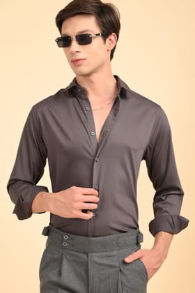 Mocha Brown Plain Full Sleeve Shirt-S