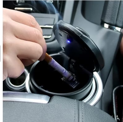 Portable Car Ashtray with Lid and Blue LED Light (1 Pc / With Color Box)