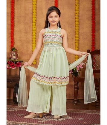 Aarika Girls Georgette Kurta and Sharara Set ( Pack of 1 , Sea Green )