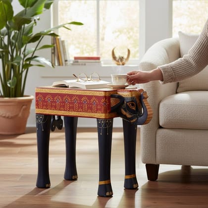 Wooden Beautiful Painted Nightstand Table, Home Decors Amazing Design Handicraft Table, Bedroom Decors Lovely Bedside Table