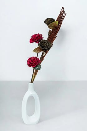Elegant Red & Black Rose & Dried Barn Potter Stick Flower Bunches