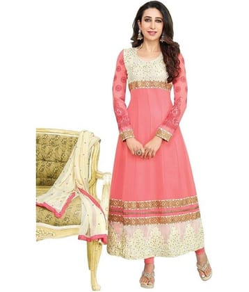Sd-fashions Pink Cream Georgette Anarkali Churidaar Suit (eliza 3)