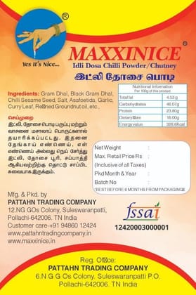 MAXXINICE Chilli Chutney Powder | Idli Milagai Podi | Spicy & Flavorful Chutney Powder for Idli, Dosa & Rice � 1000g