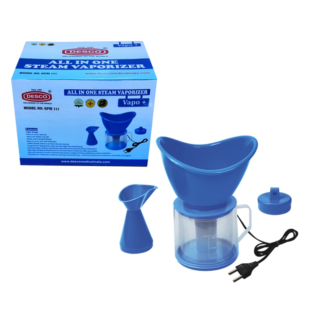 DESCO Pack Of 1 Face, Nose And Cough Steamer 3 In 1 Plastic Steam Vaporizer, Nozzle Inhaler, Facial Sauna, And Facial Steamer Machine For All