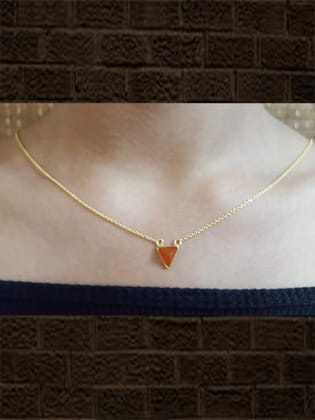 Sterling silver red onyx pyramid pendant with chain