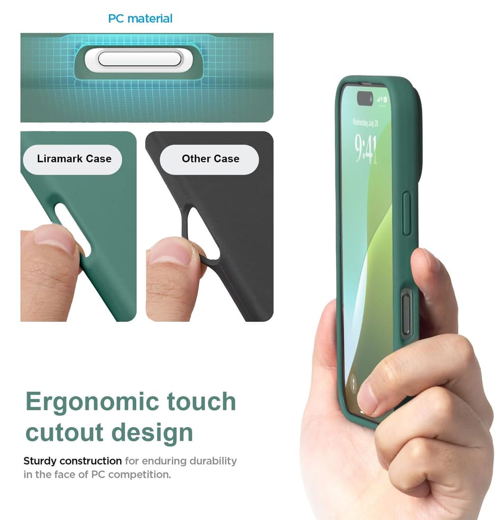 LIRAMARK Liquid Silicone Soft Back Cover Case for Apple iPhone 16 Pro