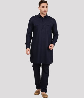 Maharaja - blue Cotton Blend Regular Fit Men's Pathani Suit ( Pack of 1 )
