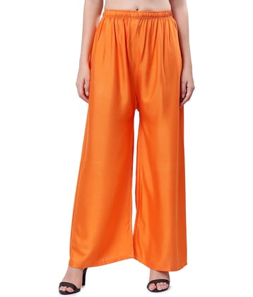VIKESA Women Rayon Solid Palazzos ( Orange )