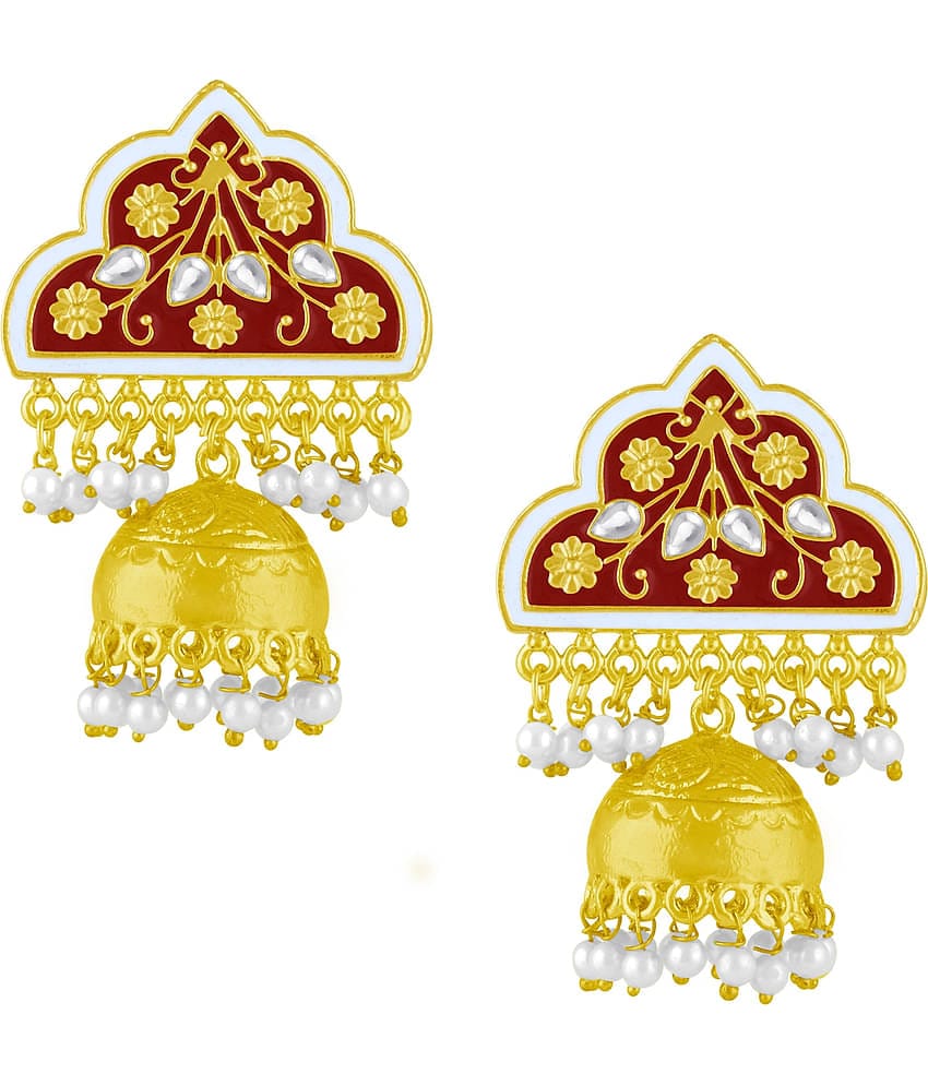 Spargz Thewa Festive Gold Plated AD Stone & Pearl Jhumki Earring For Women AIER_1767