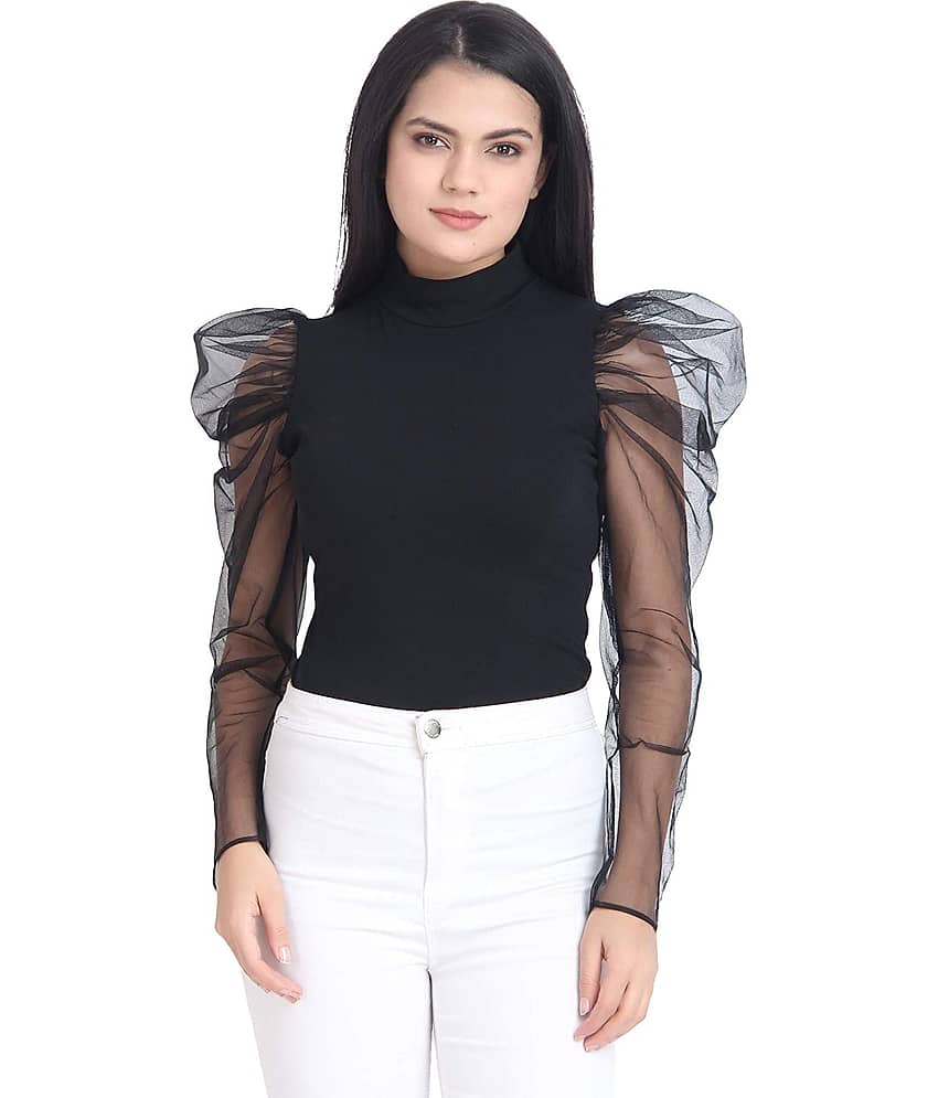 SAAKAA Women's Viscose Regular Top ( Black )