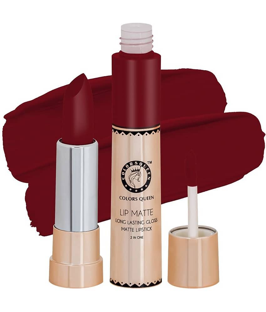 Colors Queen 2 in 1 Matte Finish Water Proof Lipstick Russian Red (Shade - 38)