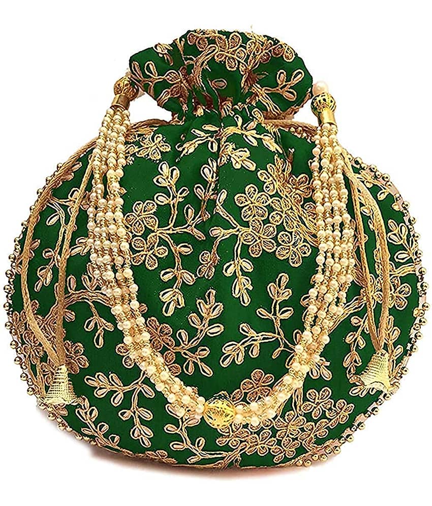 Apratim Green Silk Potli