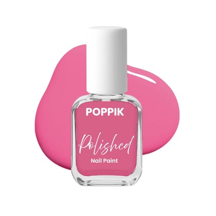 POPPIK Polished Nail Paint  8 ml, Quick-Dry, Long-Lasting & Chip-Resistant Nail Colour with Intense Pigment, Waterproof & Scratch-Proof, Satin Finish, Non-Toxic & Skin-Friendly