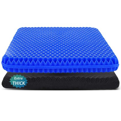 EZYFIT Medical-Grade Gel Seat Cushion with Black Non-Slip Cover, Honeycomb Design for Pressure Relief & Tailbone Support