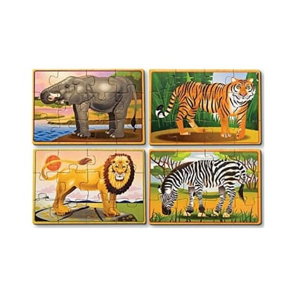 Wooden 4 in one Puzzles Wild Animals